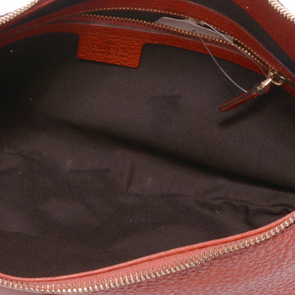 Gucci Pebbled Leather Bamboo Ring Hobo Red 5 of 7