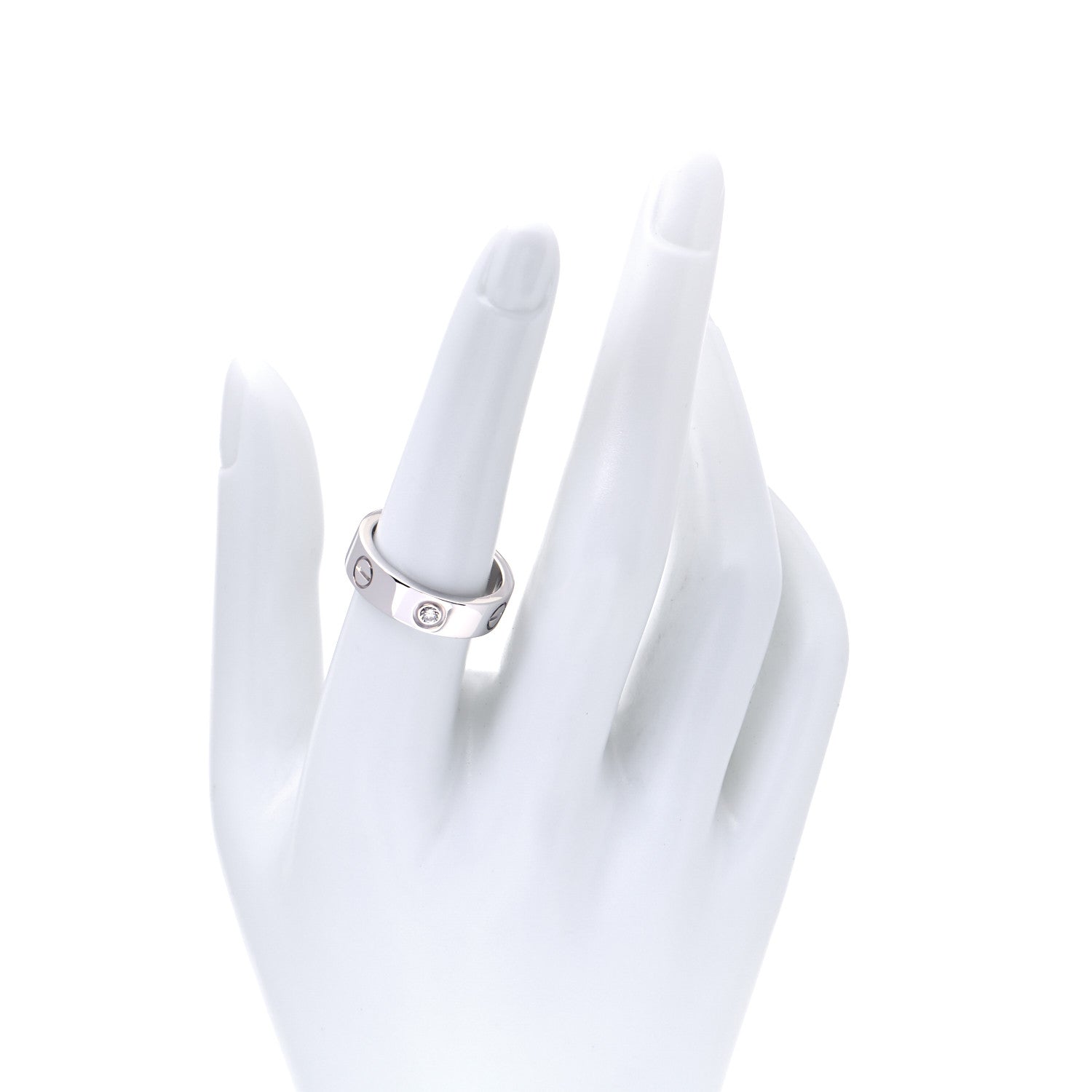 Cartier 18K White Gold 3 Diamond 5.5mm LOVE Ring 55 7.25 2 of 6