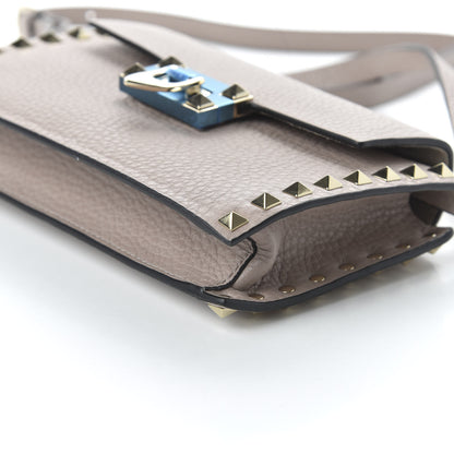Valentino Garavani Pebbled Calfskin Small Rockstud Overlay Flap Shoulder Bag Poudre 7 of 9