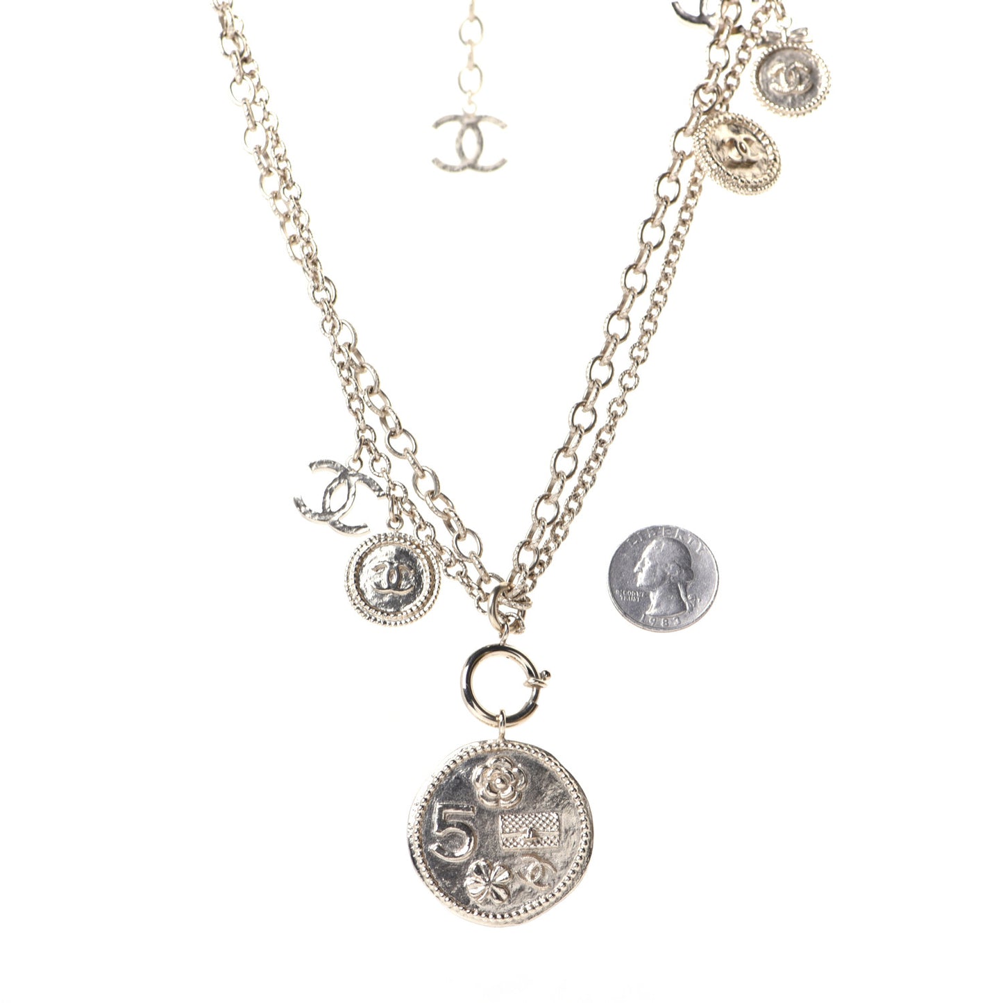 CC Coco Camellia Coin Necklace Gold