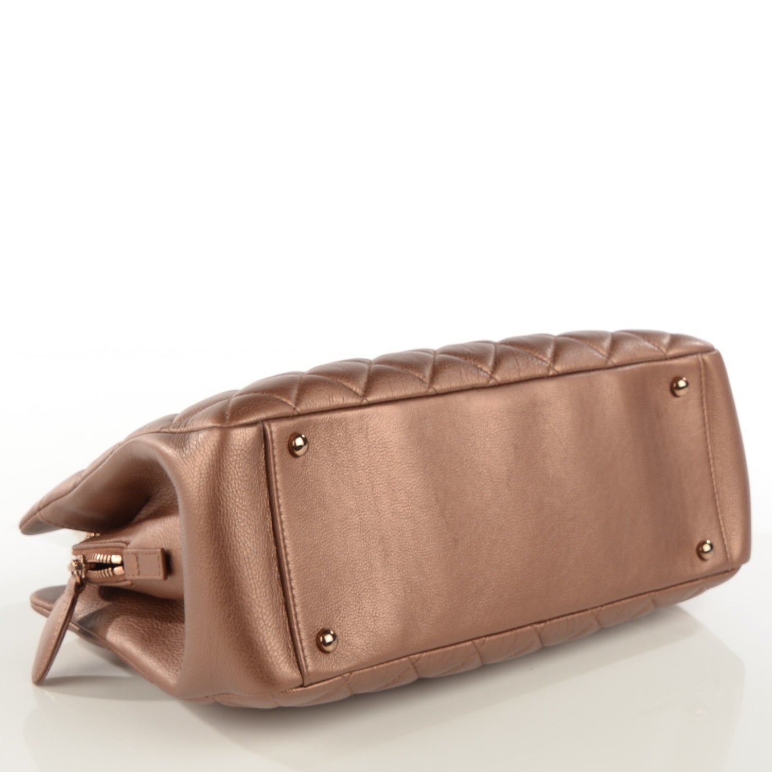 Chanel Iridescent Goatskin Quilted Small CC Eyelet Tote Copper 4 of 8