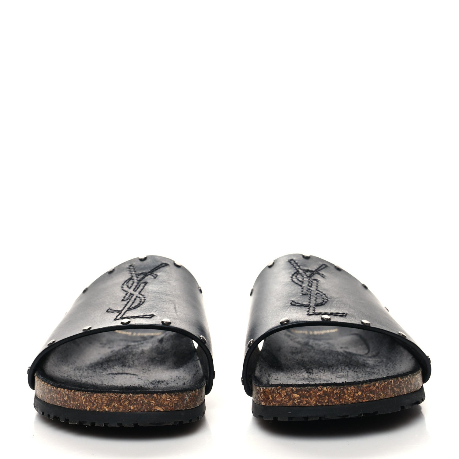 Saint Laurent Calfskin Studded Mens Jimmy Slides 42 Black 2 of 11