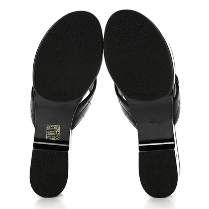 Chanel Lambskin Quilted CC Turnlock Thong Sandals 39.5 Black 5 of 8