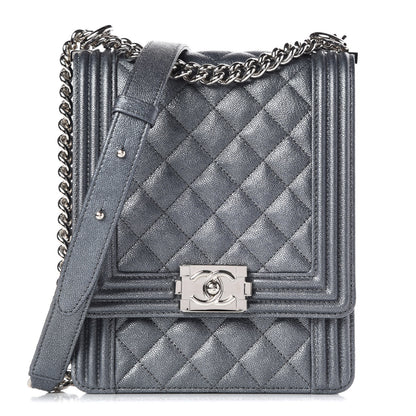 Chanel Iridescent Caviar Quilted North South Boy Flap Grey 1 of 9