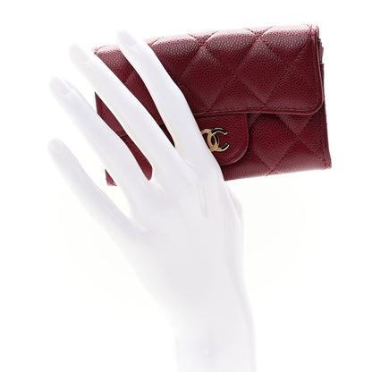 Chanel Caviar Quilted Flap Card Holder Wallet Burgundy 2 of 10