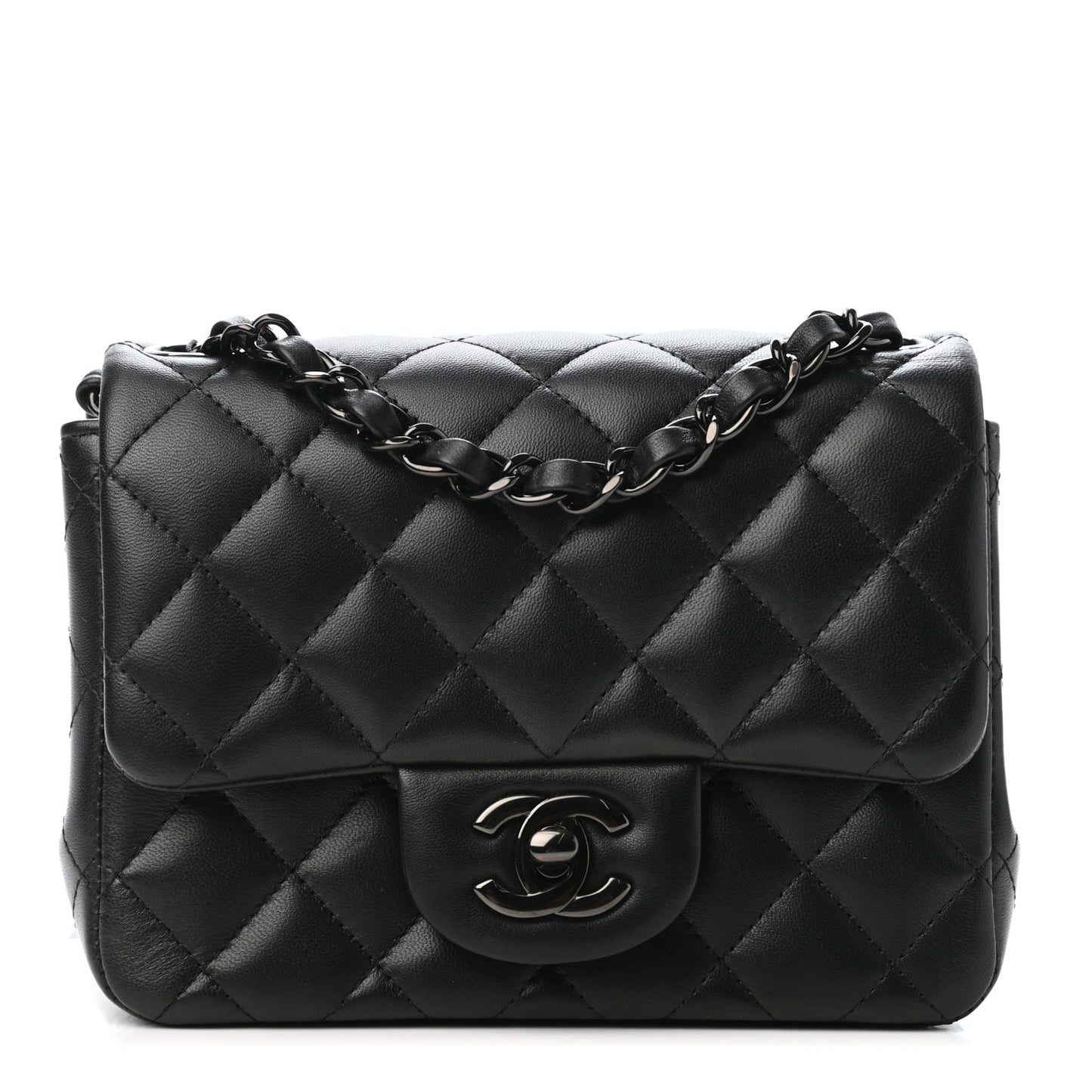 Lambskin Quilted Mini Square Flap So Black