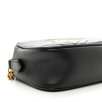 Gucci Calfskin Matelasse Small GG Marmont Chain Shoulder Bag Black 10 of 12