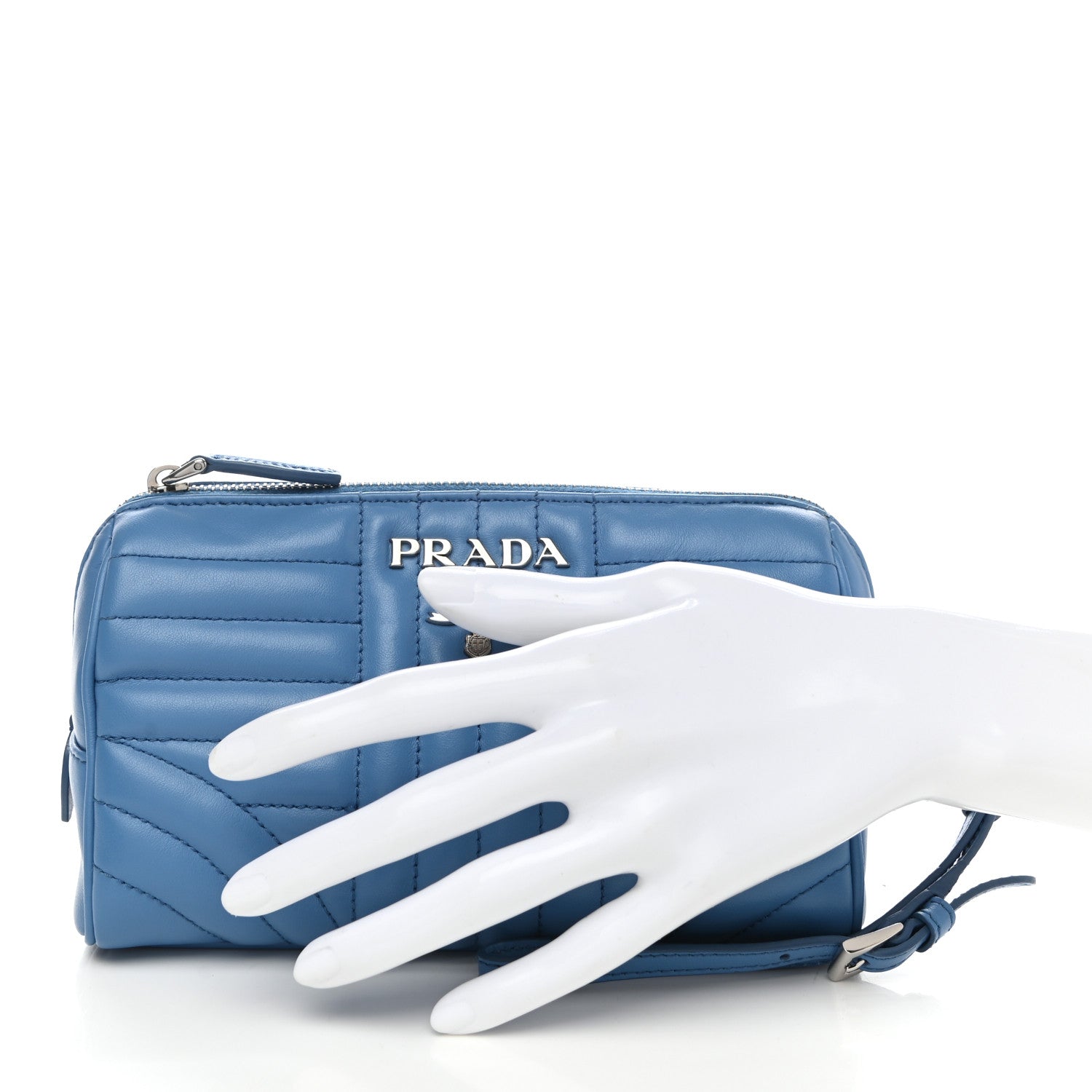 Prada Soft Calfskin Impunture Diagramme Wristlet Pouch Astrale 2 2 of 7