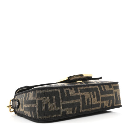 Fendi Fabric Jacquard FF 1974 Mini Baguette Tobacco Moro Black 4 of 11