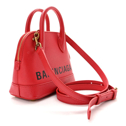 Balenciaga Signature Grained Calfskin Logo XXS Ville Top Handle Bag Rouge Lantern Black 3 of 13