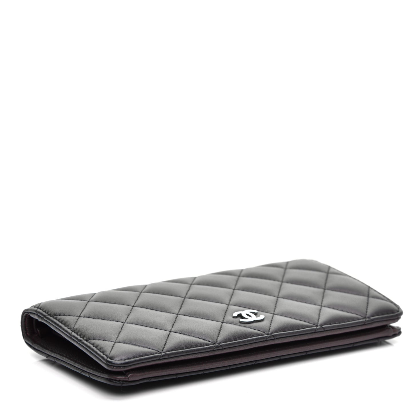 Lambskin Quilted Yen Wallet Black