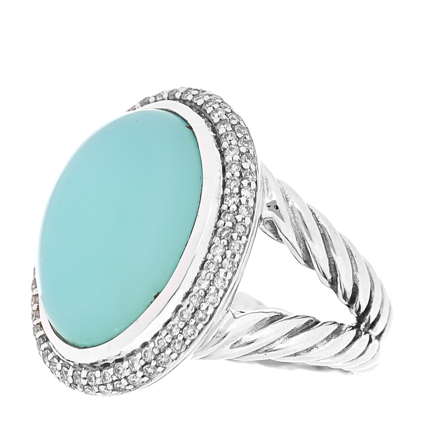 Sterling Silver Diamond Aqua Chalcedony Signature Oval Ring 54 7