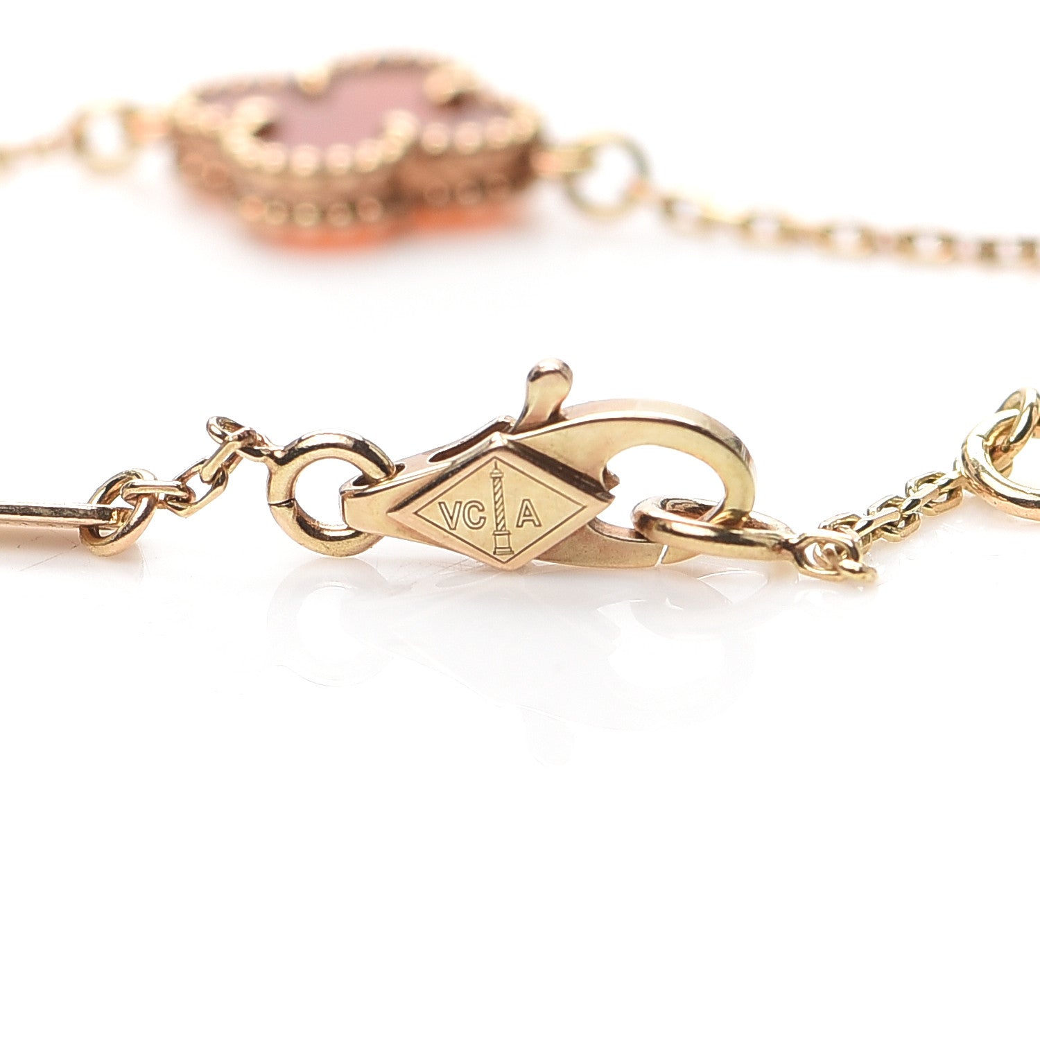 Van Cleef & Arpels 18K Rose Gold Carnelian Sweet Alhambra Bracelet 4 of 6