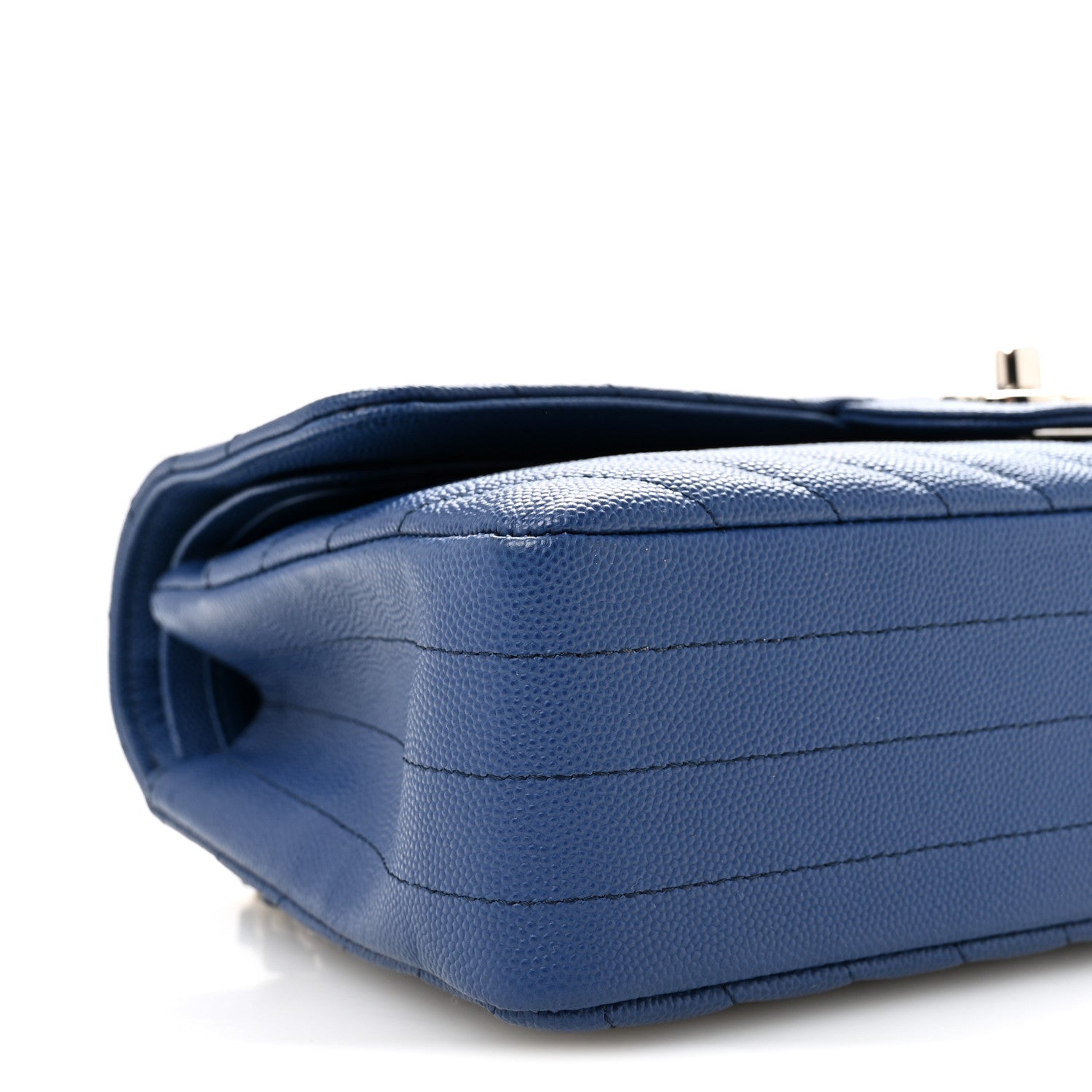 Chanel Caviar Chevron Quilted Medium Double Flap Blue 9 of 10