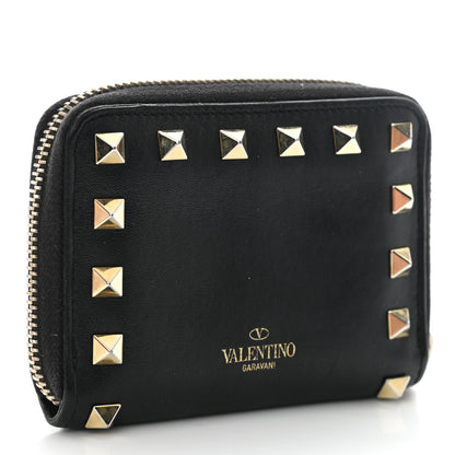 Valentino Garavani Vitello Rockstud Zip Around Card Holder Wallet Black 3 of 10