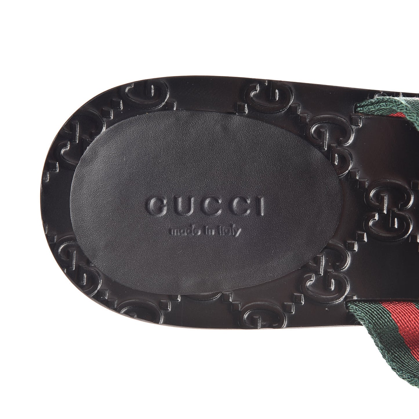 Nylon Guccissima Web Womens Thong Sandals 39.5 Green Red Black