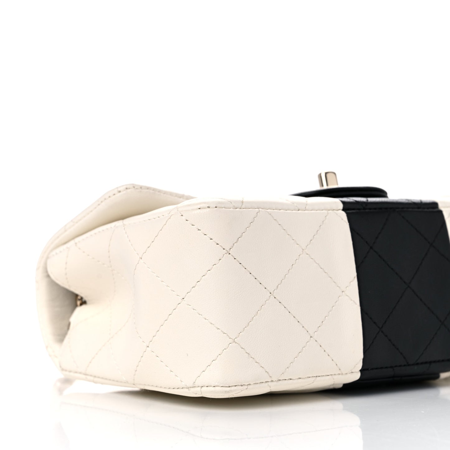 Lambskin Quilted Mini Rectangular Flap White Black