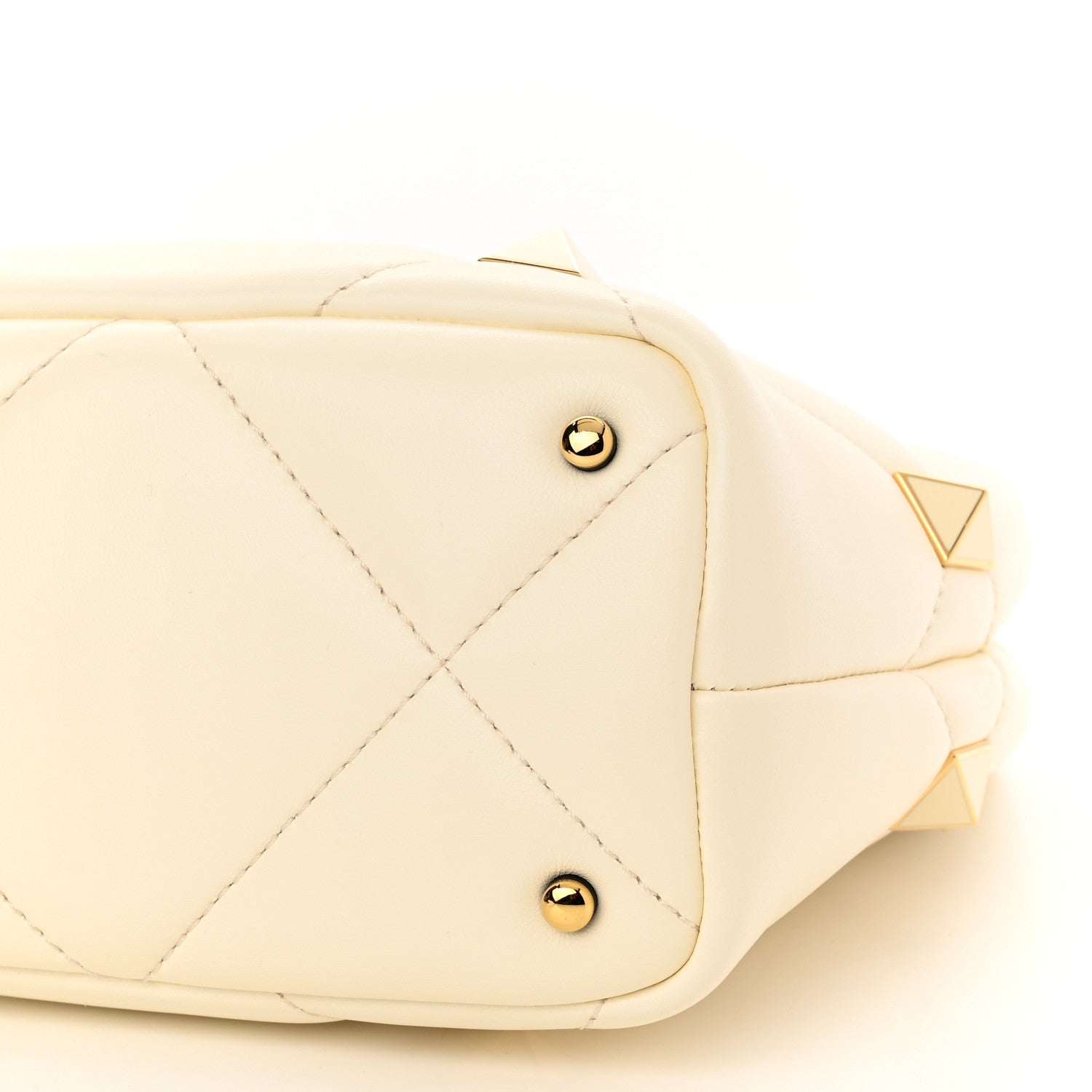 Valentino Garavani Nappa Enamel Small Roman Stud The Handle Bag Ivory 9 of 9