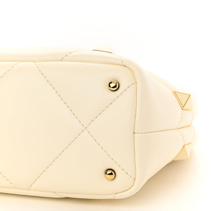 Valentino Garavani Nappa Enamel Small Roman Stud The Handle Bag Ivory 9 of 9