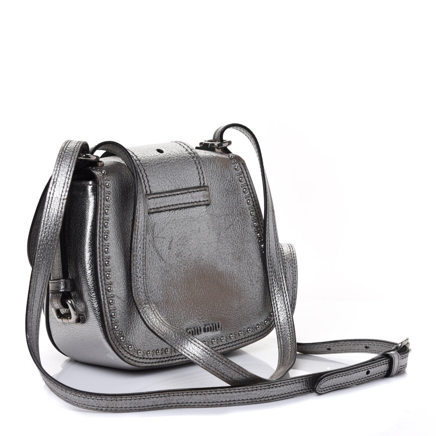 Goatskin Madras Soft Calfskin Crystal Embellished Dahlia Shoulder Bag Chrome