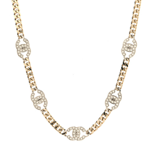 Crystal Chain CC Link Choker Gold Silver