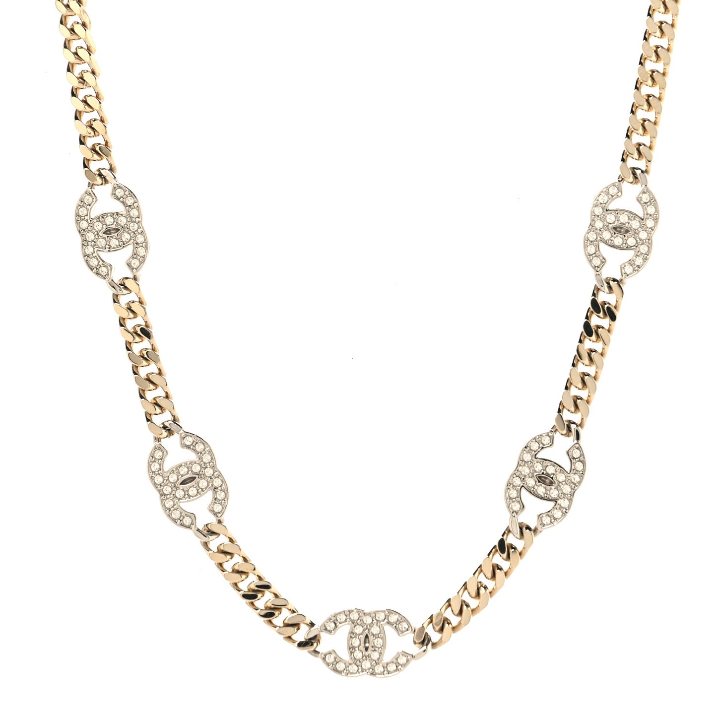 Crystal Chain CC Link Choker Gold Silver