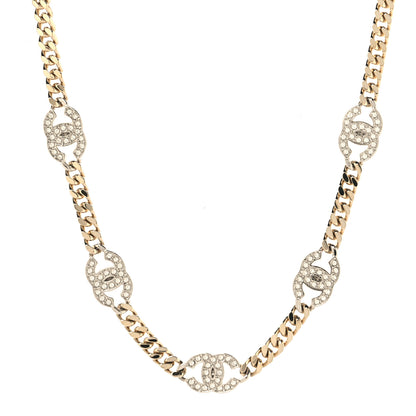 Chanel Crystal Chain CC Link Choker Gold Silver 1 of 5
