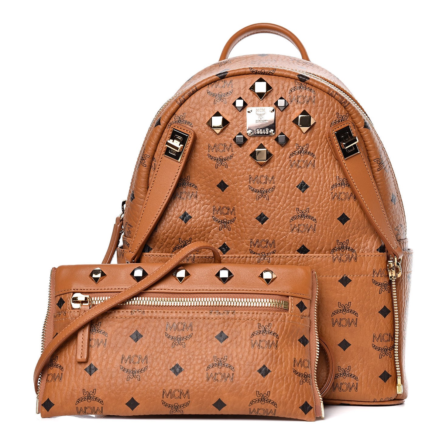 Visetos Studded Small Dual Stark Backpack Cognac