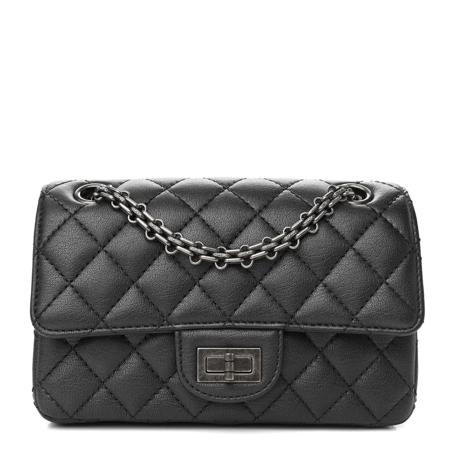 Chanel Metallic Sheepskin Quilted 2.55 Reissue Mini Flap Black 1 of 11