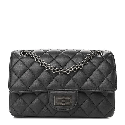 Chanel Metallic Sheepskin Quilted 2.55 Reissue Mini Flap Black 1 of 11