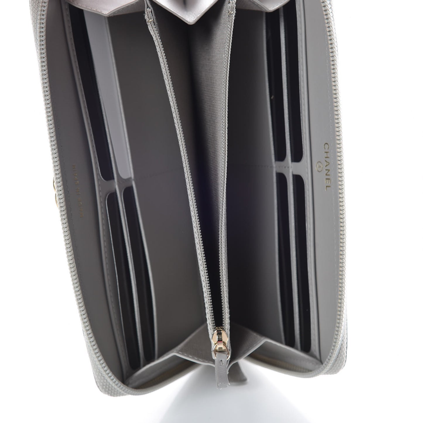 Caviar Large Zip Around Boy Wallet Grey