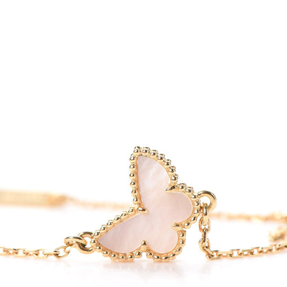Van Cleef & Arpels 18K Yellow Gold Mother of Pearl Sweet Alhambra Butterfly Bracelet 8 of 9