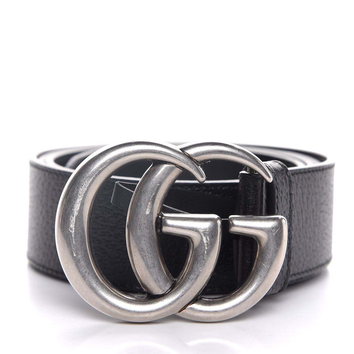 Textured Dollar Calfskin Nickel Double G 40mm Belt 115 46 Black