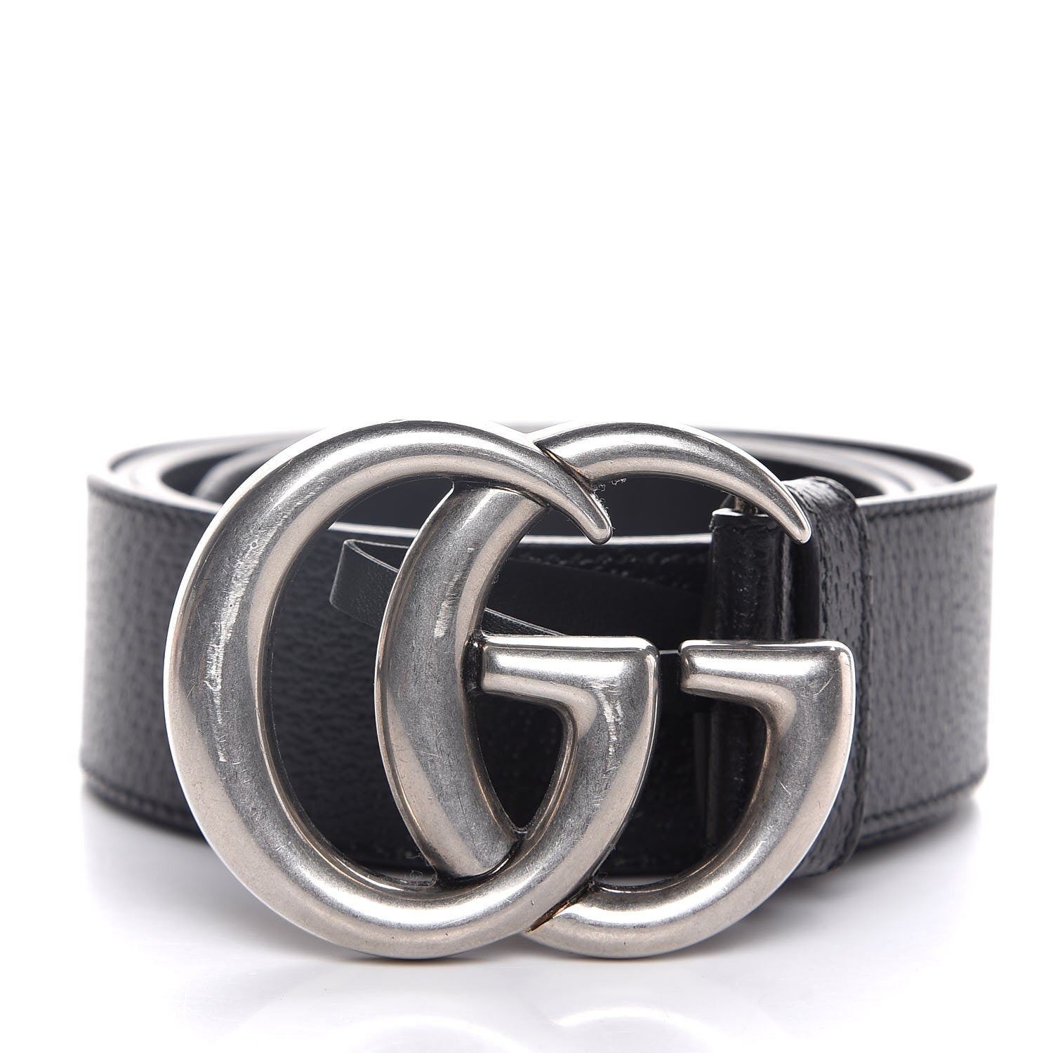 Gucci Textured Dollar Calfskin Nickel Double G 40mm Belt 115 46 Black 1 of 6