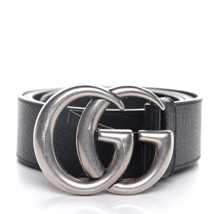 Gucci Textured Dollar Calfskin Nickel Double G 40mm Belt 115 46 Black 1 of 6