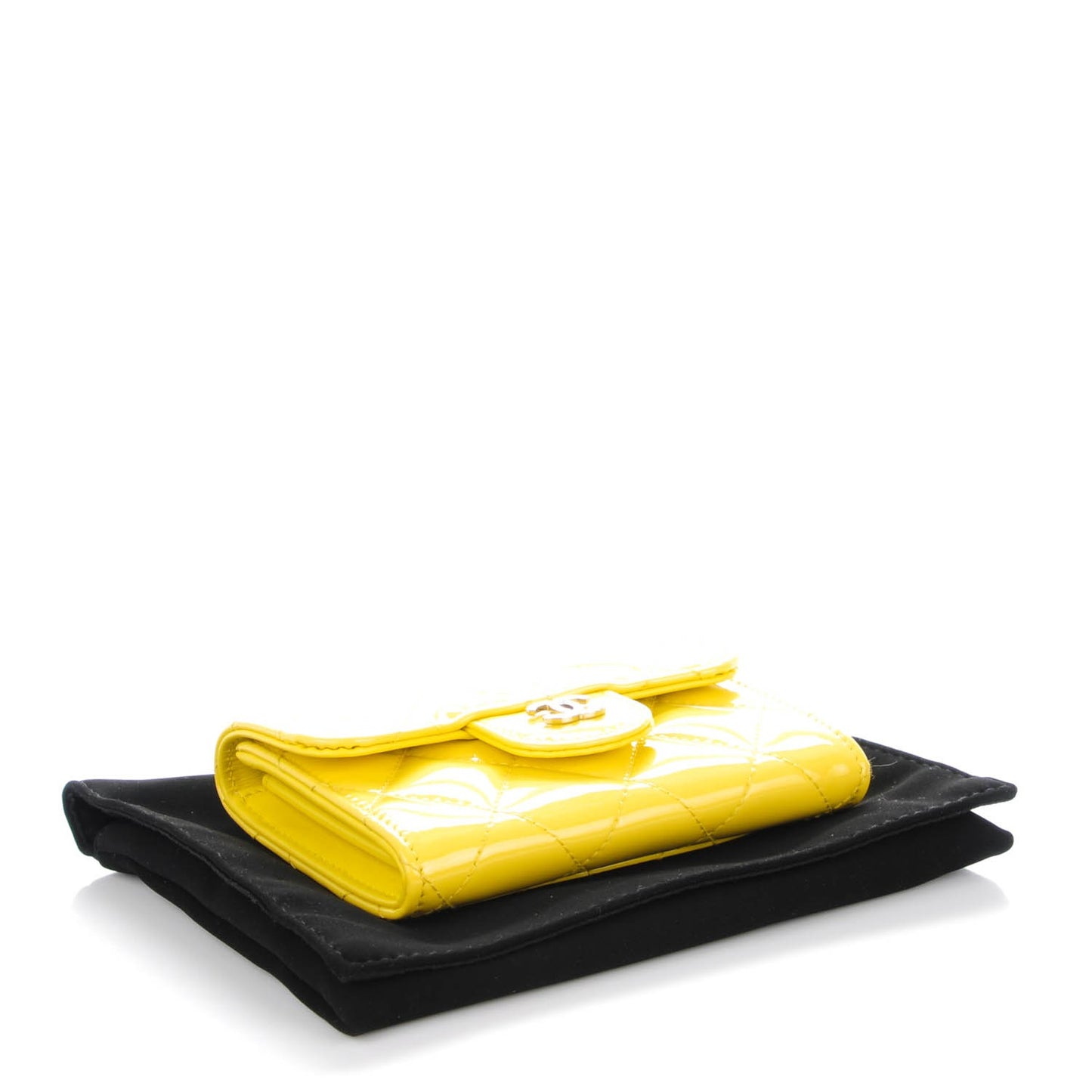 Patent Quilted Coin Purse Yellow