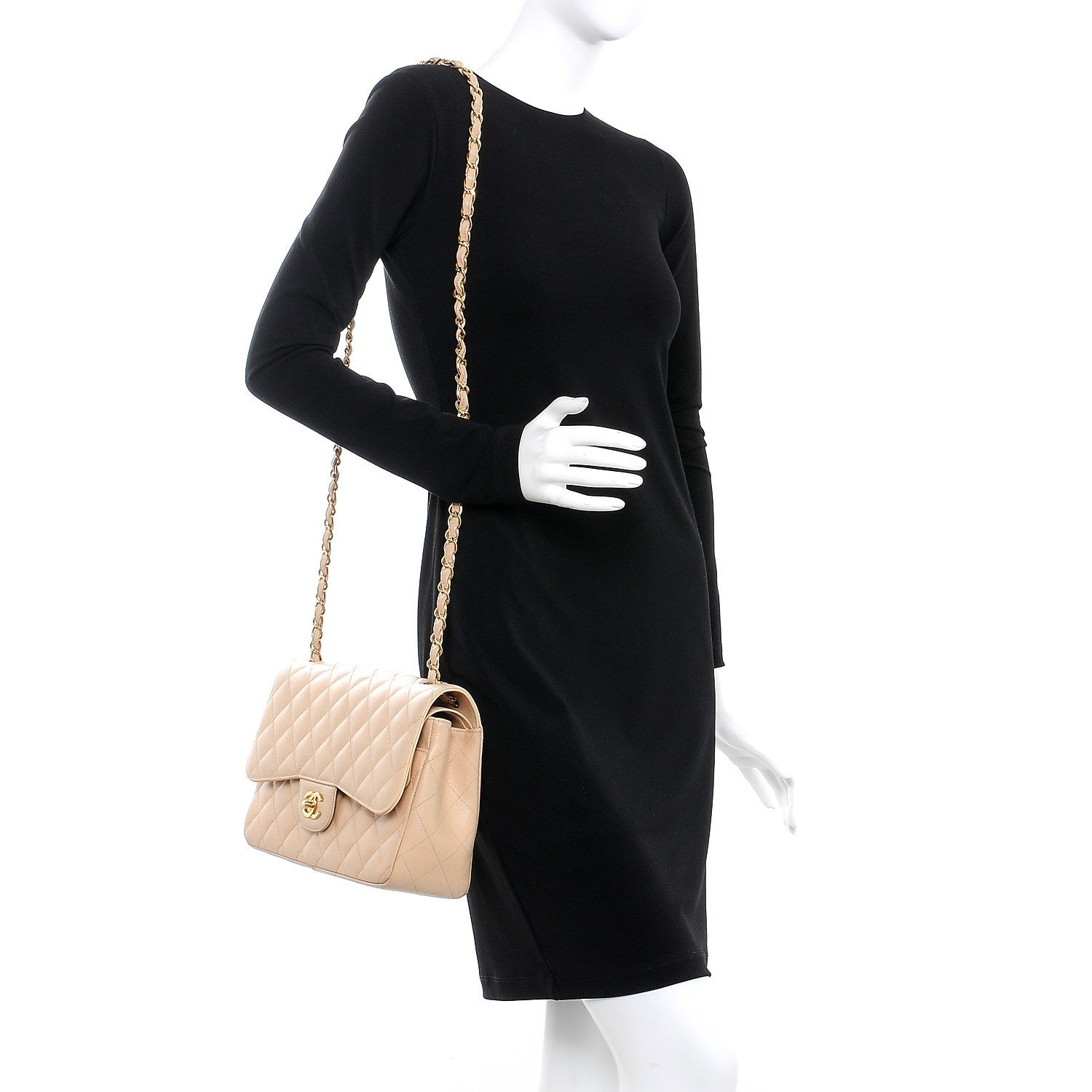 Chanel Caviar Quilted Jumbo Double Flap Beige Clair 2 of 14
