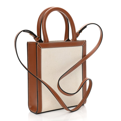 Celine Canvas Calfskin St. Tropez Mini Vertical Cabas Natural Tan 3 of 9
