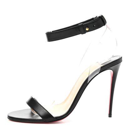 Christian Louboutin Shiny Nappa PVC Jonatina 100 Sandals 38 Black 1 of 7