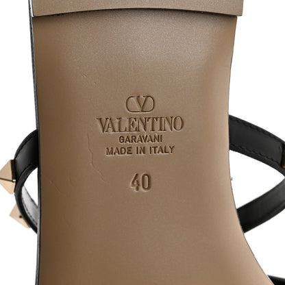 Valentino Garavani Calfskin Rockstud Slide Sandals 40 Black 7 of 9