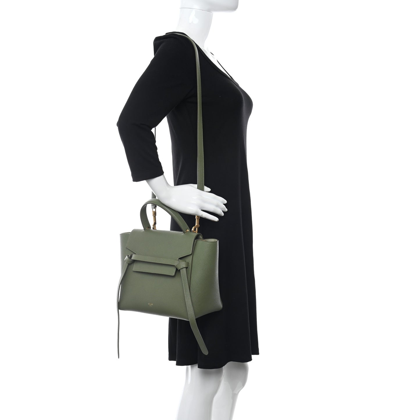 Grained Calfskin Micro Belt Bag Army Green