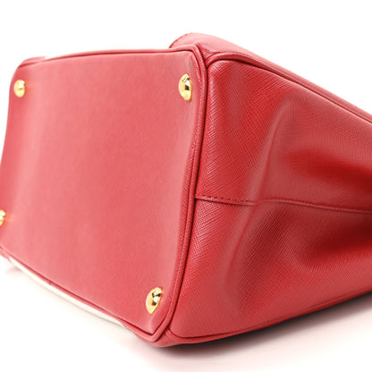 Prada Saffiano Lux Colorblock Medium Galleria Double Zip Tote Fuoco Talco 10 of 10