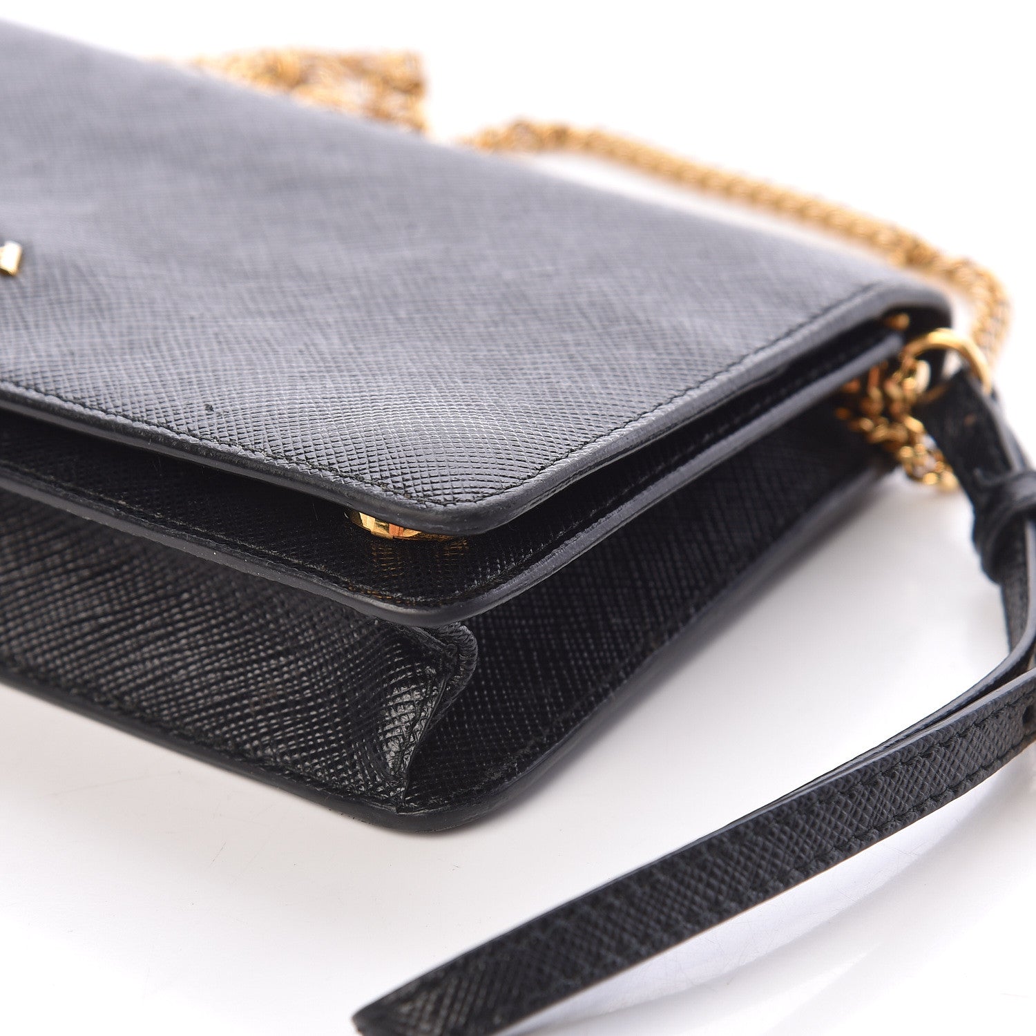 Prada Saffiano Metal Mini Flap Crossbody Wristlet Bag Black 9 of 9