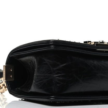 Chanel Crumpled Calfskin Chevron Small Chain Boy Flap Black 8 of 9