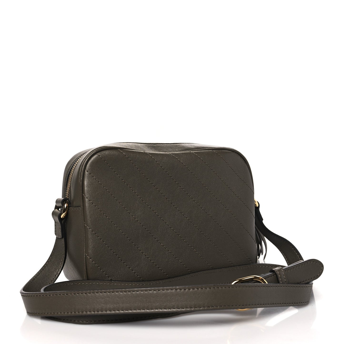 Sakai Be Green Calfskin Diagonal Stitched Small Blondie Shoulder Bag Craclet Brown