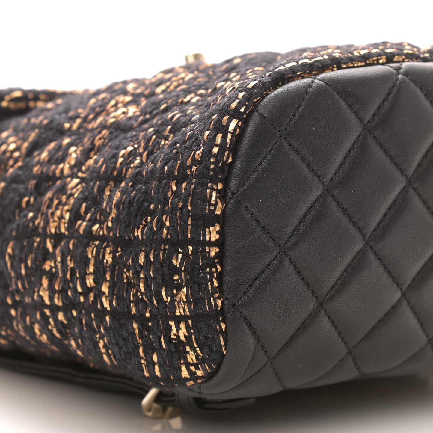 Tweed Quilted Mini Urban Spirit Backpack Black Gold