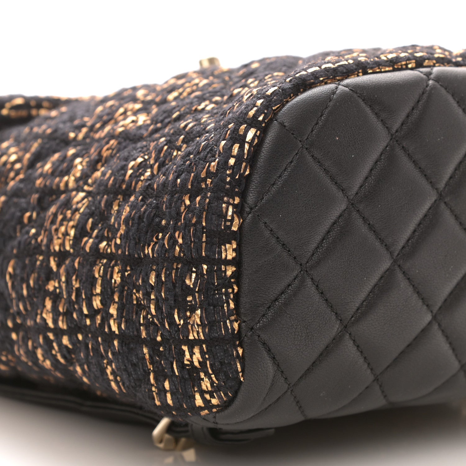 Chanel Tweed Quilted Mini Urban Spirit Backpack Black Gold 6 of 8