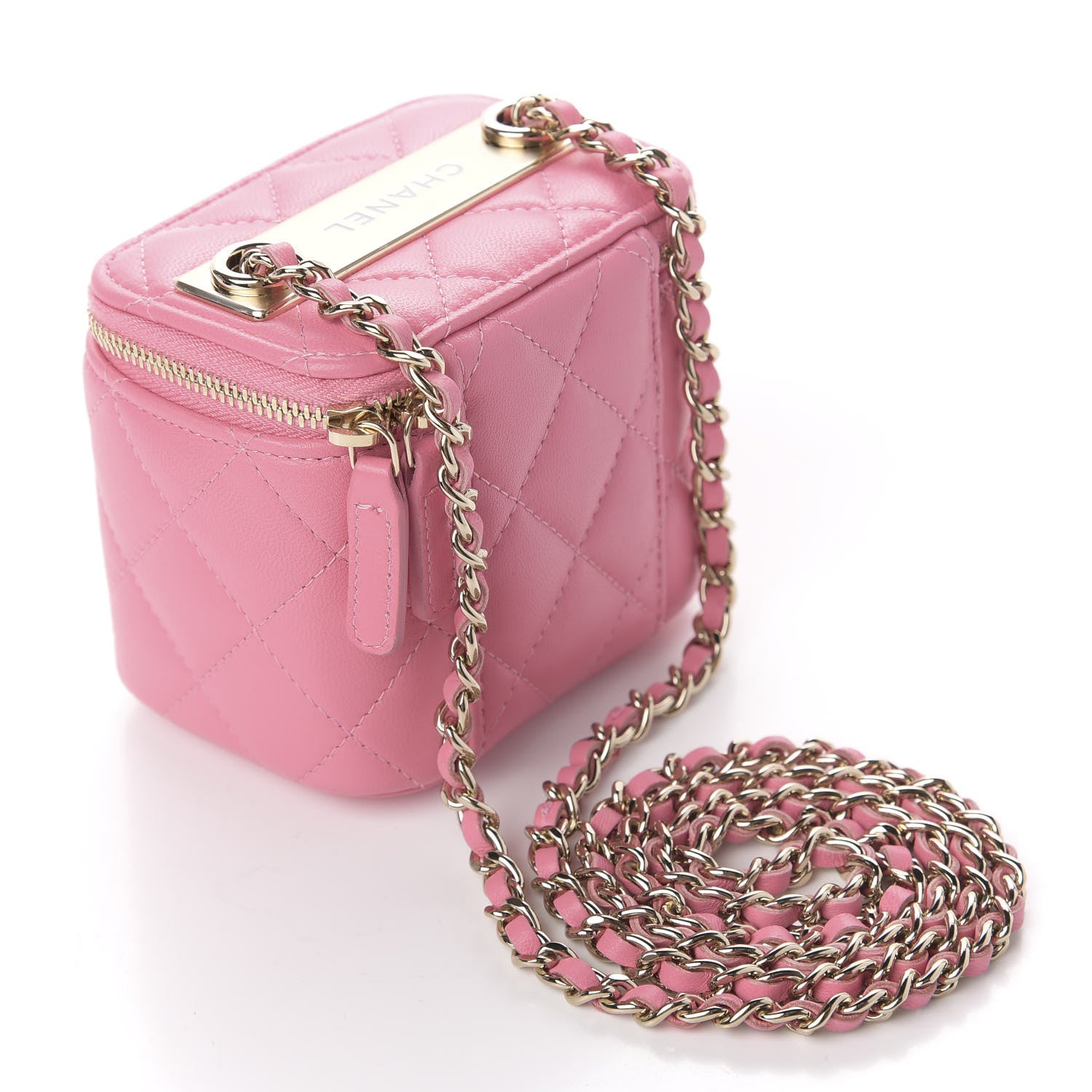 Chanel Lambskin Quilted Mini Vanity Case With Chain Pale Pink 10 of 10