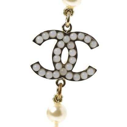 Chanel Graduated Pearl CC Long Necklace Light Gold 4 of 5