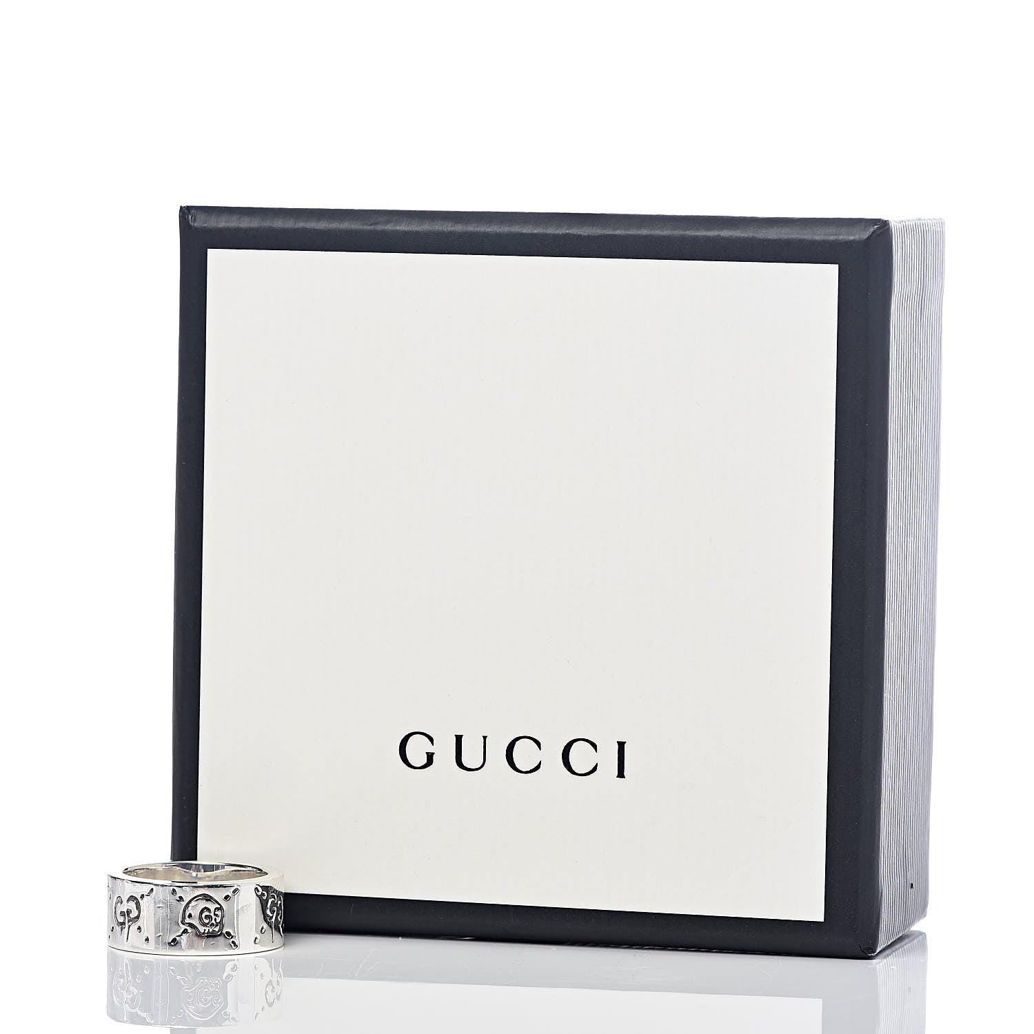 Gucci Sterling Silver GucciGhost Hamlet Skull Band Ring 52 6 5 of 5